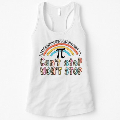 Can't Stop Pi Won't Stop Leopard Pi Day Math Lover Womens Tank Top