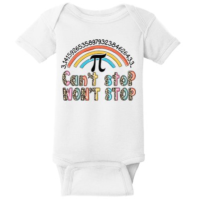 Can't Stop Pi Won't Stop Leopard Pi Day Math Lover Baby Bodysuit