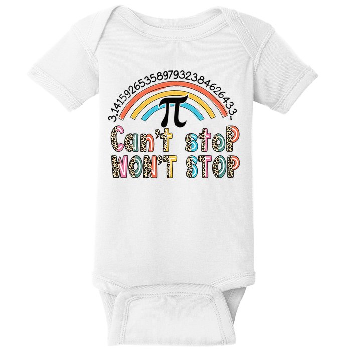 Can't Stop Pi Won't Stop Leopard Pi Day Math Lover Baby Bodysuit