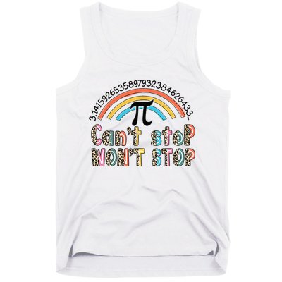 Can't Stop Pi Won't Stop Leopard Pi Day Math Lover Tank Top