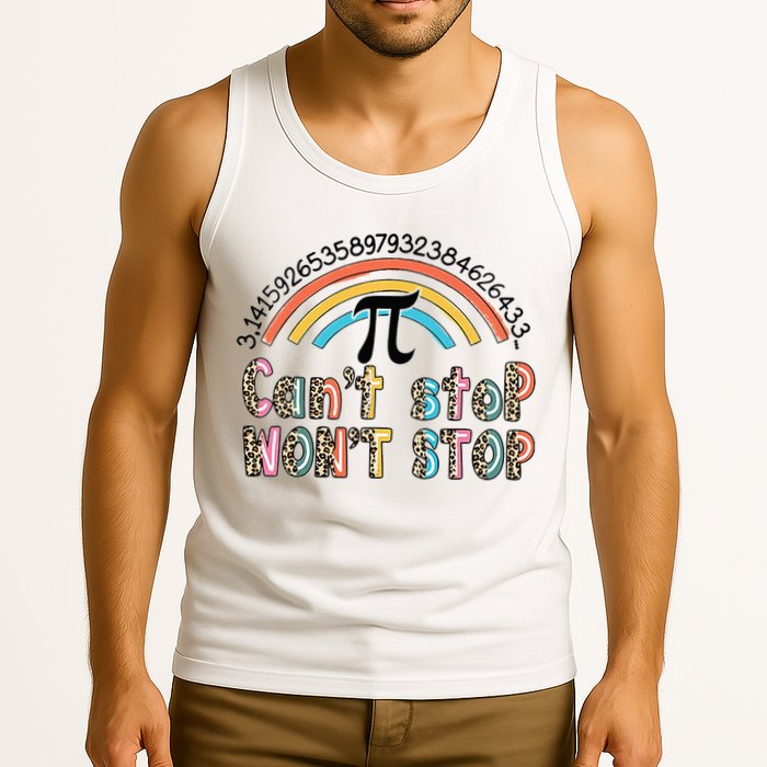 Can't Stop Pi Won't Stop Leopard Pi Day Math Lover Tank Top