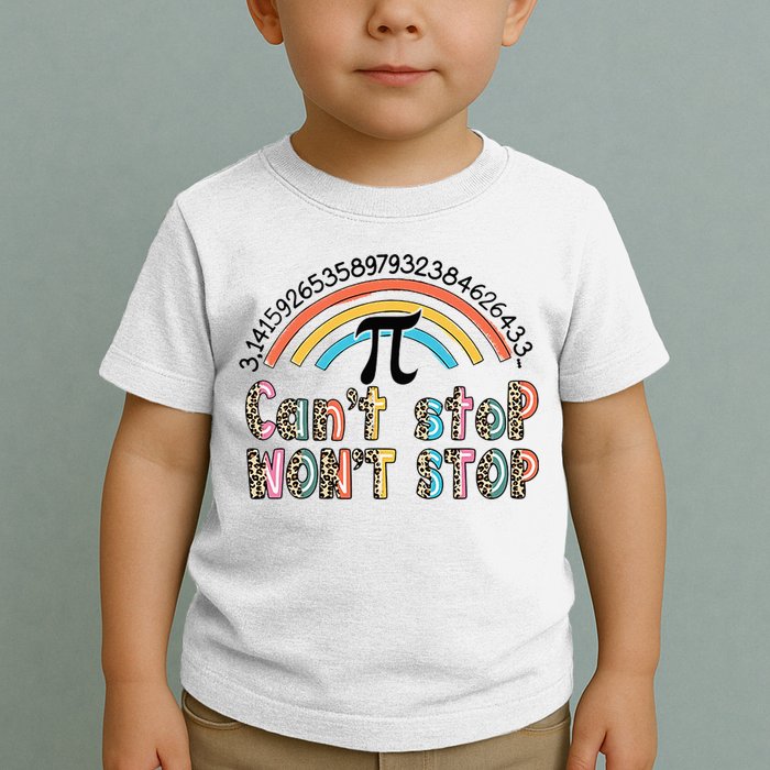 Can't Stop Pi Won't Stop Leopard Pi Day Math Lover Toddler T-Shirt