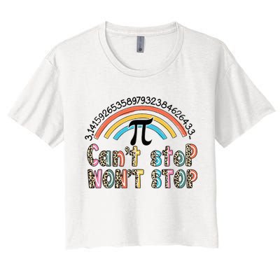 Can't Stop Pi Won't Stop Leopard Pi Day Math Lover Crop Top