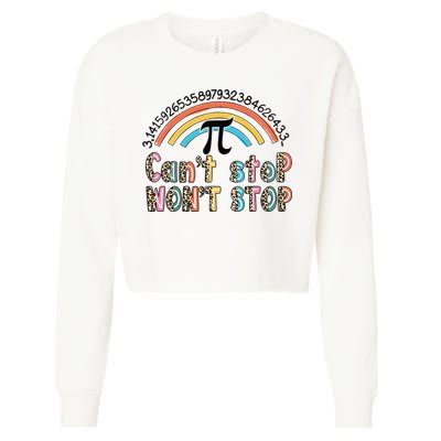 Can't Stop Pi Won't Stop Leopard Pi Day Math Lover Cropped Pullover Crew