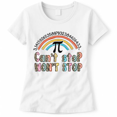 Can't Stop Pi Won't Stop Leopard Pi Day Math Lover Womens T-Shirt