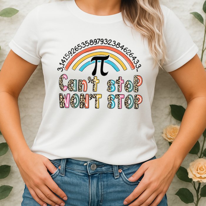 Can't Stop Pi Won't Stop Leopard Pi Day Math Lover Womens T-Shirt