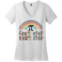Can't Stop Pi Won't Stop Leopard Pi Day Math Lover Women's V-Neck T-Shirt