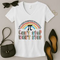 Can't Stop Pi Won't Stop Leopard Pi Day Math Lover Women's V-Neck T-Shirt