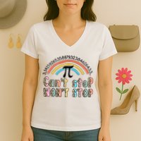 Can't Stop Pi Won't Stop Leopard Pi Day Math Lover Women's V-Neck T-Shirt