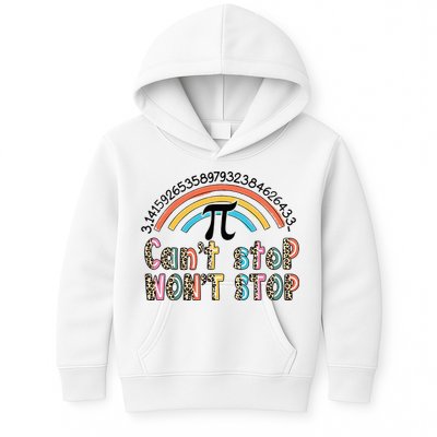 Can't Stop Pi Won't Stop Leopard Pi Day Math Lover Kids Hoodie