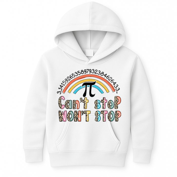 Can't Stop Pi Won't Stop Leopard Pi Day Math Lover Kids Hoodie