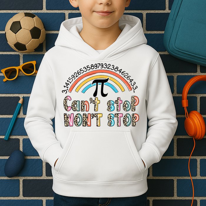 Can't Stop Pi Won't Stop Leopard Pi Day Math Lover Kids Hoodie