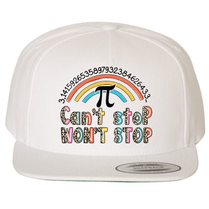 Can't Stop Pi Won't Stop Leopard Pi Day Math Lover Wool Snapback Cap