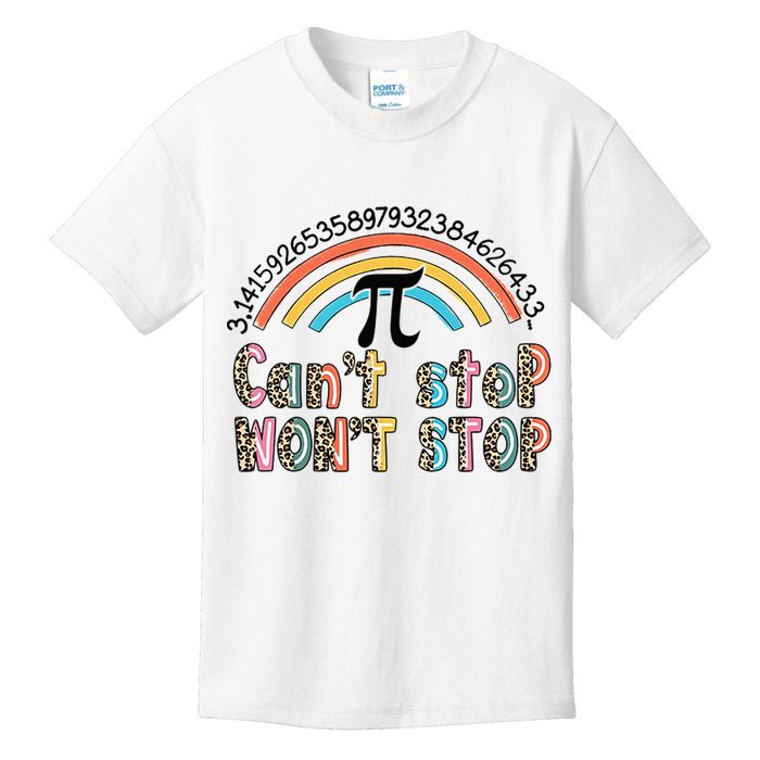 Can't Stop Pi Won't Stop Leopard Pi Day Math Lover Kids T-Shirt