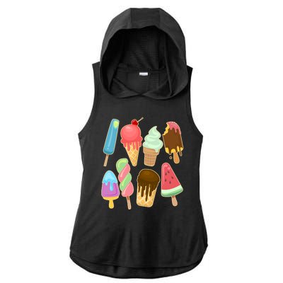 Cute Summer Popsicles And Ice Cream Ladies PosiCharge Tri-Blend Wicking Draft Hoodie Tank