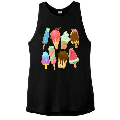 Cute Summer Popsicles And Ice Cream Ladies PosiCharge Tri-Blend Wicking Tank