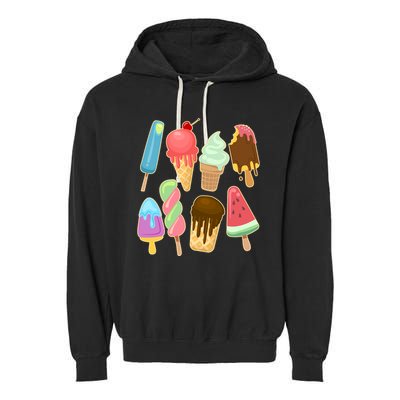Cute Summer Popsicles And Ice Cream Garment-Dyed Fleece Hoodie