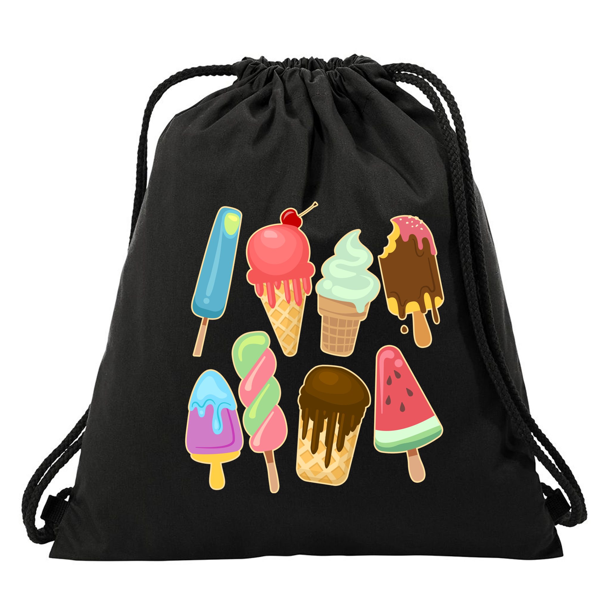 Cute Summer Popsicles And Ice Cream Drawstring Bag