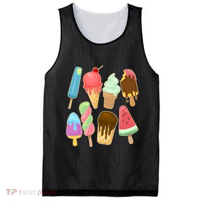 Cute Summer Popsicles And Ice Cream Mesh Reversible Basketball Jersey Tank
