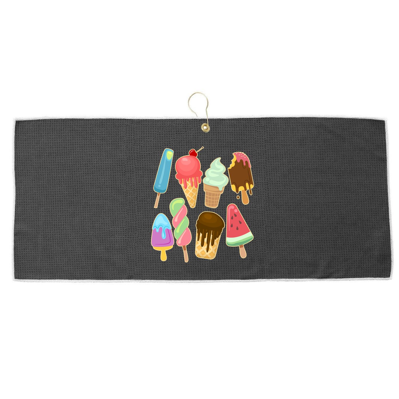 Cute Summer Popsicles And Ice Cream Large Microfiber Waffle Golf Towel