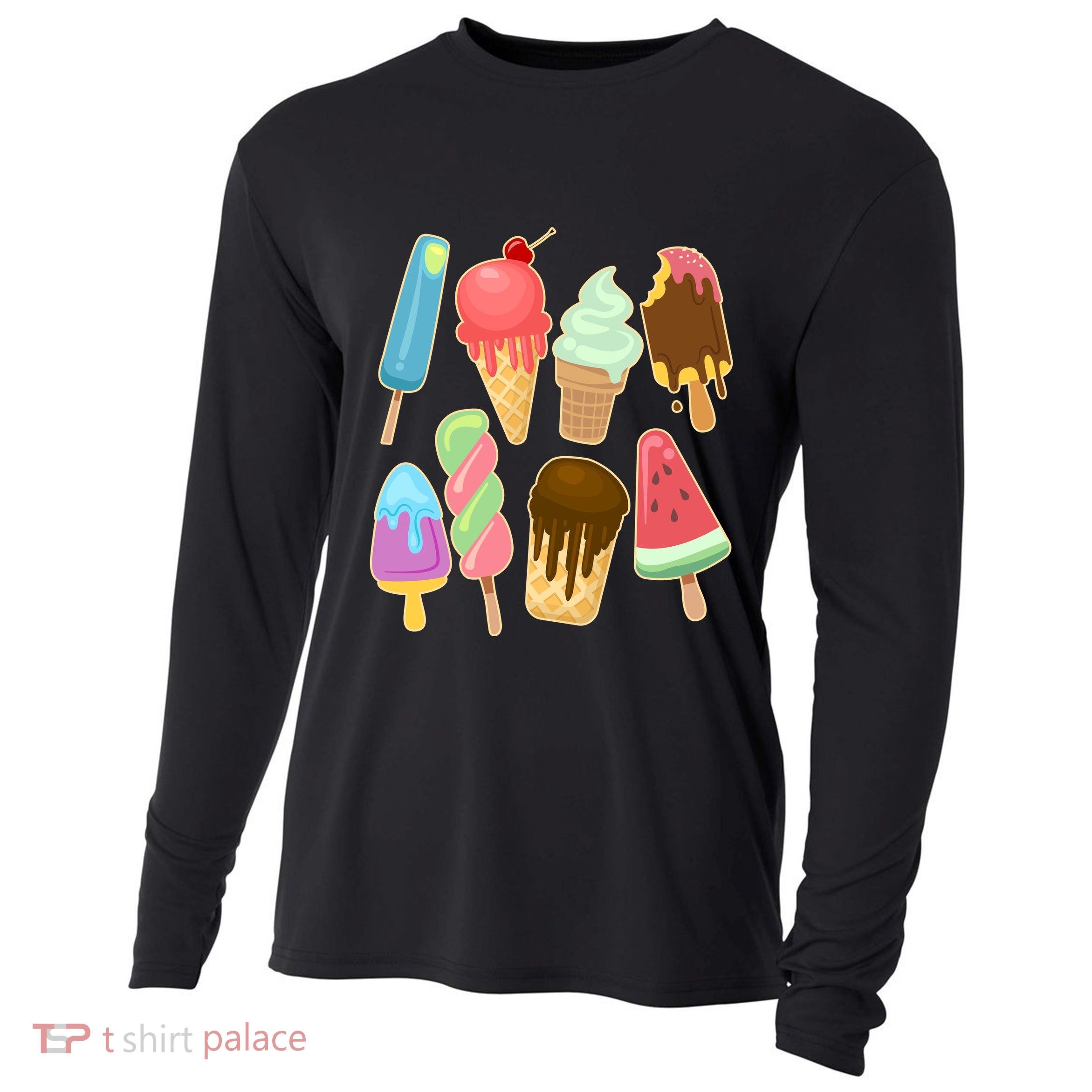 Cute Summer Popsicles And Ice Cream Cooling Performance Long Sleeve Crew