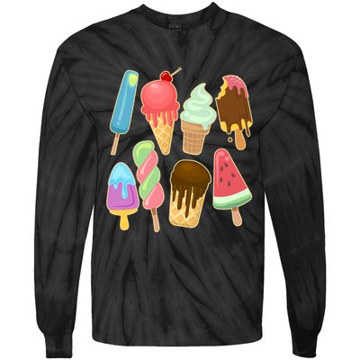 Cute Summer Popsicles And Ice Cream Tie-Dye Long Sleeve Shirt