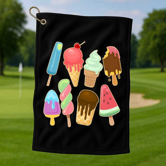 Cute Summer Popsicles And Ice Cream Golf Towel