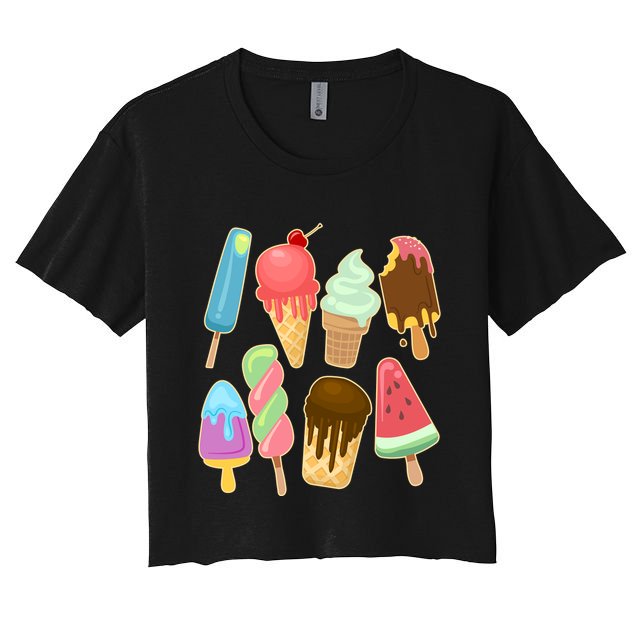 Cute Summer Popsicles And Ice Cream Crop Top