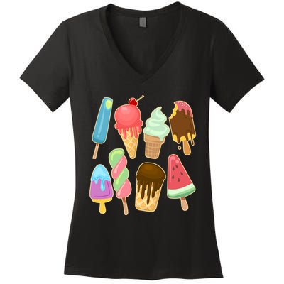 Cute Summer Popsicles And Ice Cream Women's V-Neck T-Shirt