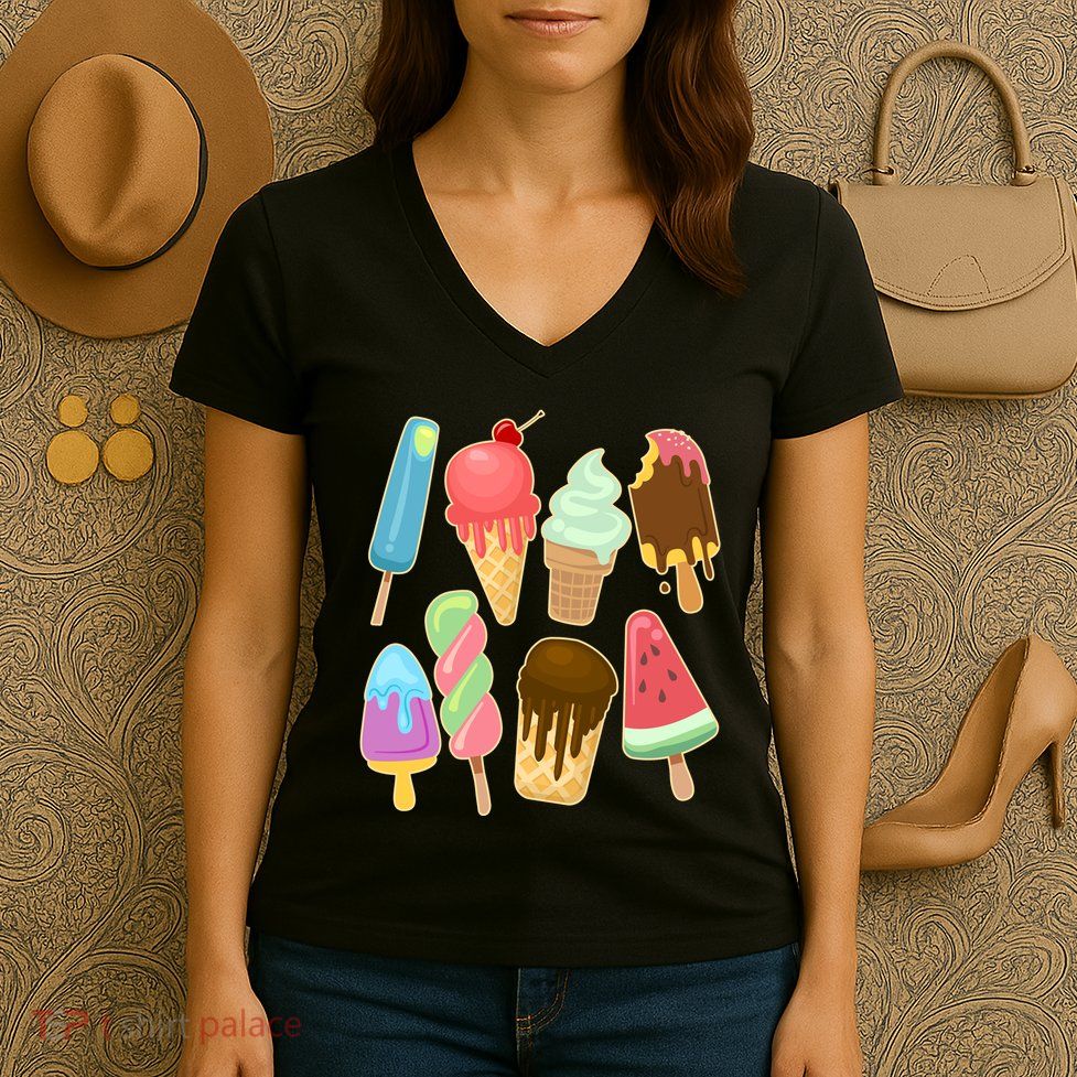 Cute Summer Popsicles And Ice Cream Women's V-Neck T-Shirt