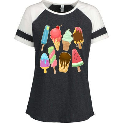 Cute Summer Popsicles And Ice Cream Enza Ladies Jersey Colorblock Tee