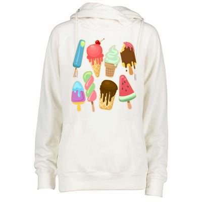 Cute Summer Popsicles And Ice Cream Womens Funnel Neck Pullover Hood