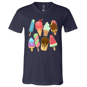 Cute Summer Popsicles And Ice Cream V-Neck T-Shirt