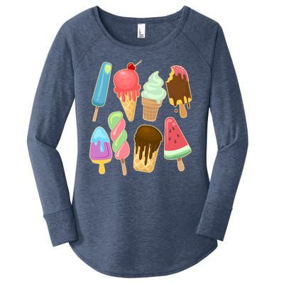 Cute Summer Popsicles And Ice Cream Women's Perfect Tri Tunic Long Sleeve Shirt