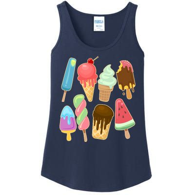 Cute Summer Popsicles And Ice Cream Ladies Essential Tank