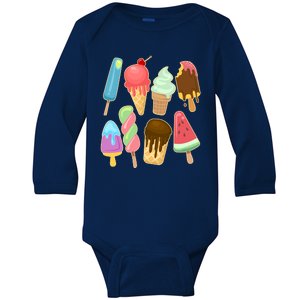 Cute Summer Popsicles And Ice Cream Baby Long Sleeve Bodysuit