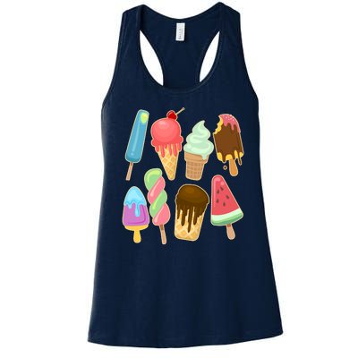 Cute Summer Popsicles And Ice Cream Women's Racerback Tank