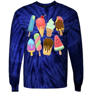 Cute Summer Popsicles And Ice Cream Tie-Dye Long Sleeve Shirt