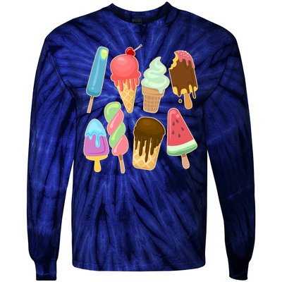 Cute Summer Popsicles And Ice Cream Tie-Dye Long Sleeve Shirt