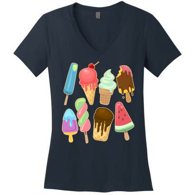 Cute Summer Popsicles And Ice Cream Women's V-Neck T-Shirt