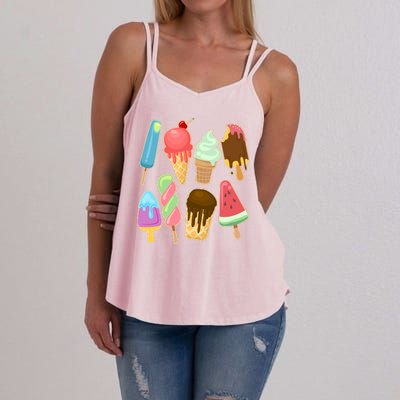 Cute Summer Popsicles And Ice Cream Women's Strappy Tank