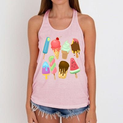 Cute Summer Popsicles And Ice Cream Women's Knotted Racerback Tank