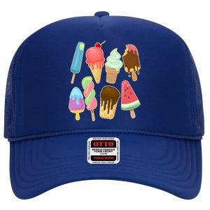 Cute Summer Popsicles And Ice Cream High Crown Mesh Back Trucker Hat