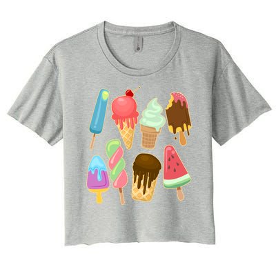 Cute Summer Popsicles And Ice Cream Women's Crop Top Tee