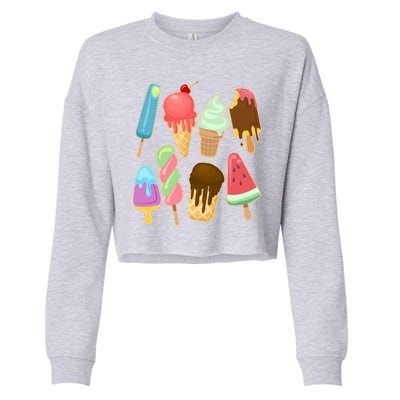 Cute Summer Popsicles And Ice Cream Cropped Pullover Crew