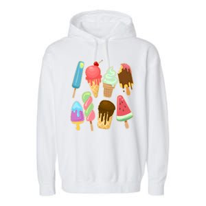 Cute Summer Popsicles And Ice Cream Garment-Dyed Fleece Hoodie