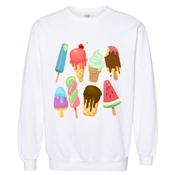 Cute Summer Popsicles And Ice Cream Garment-Dyed Sweatshirt