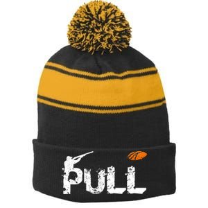 Clay Skeet Pigeon Shooting Pull Clay Bird Hunter Sports Stripe Pom Pom Beanie