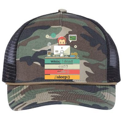 Computer Science Python Programmer Eat Code Sleep Coder Retro Rope Trucker Hat Cap