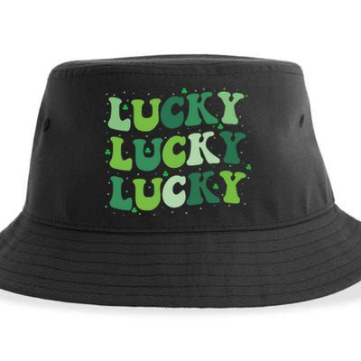 Cute St Patricks Day Lucky Retro Groovy Green Shamrock Irish Sustainable Bucket Hat